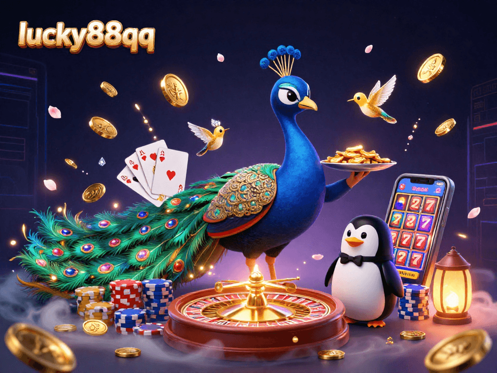 Experience the excitement of lucky88qq with vibrant casino elements and charming characters!