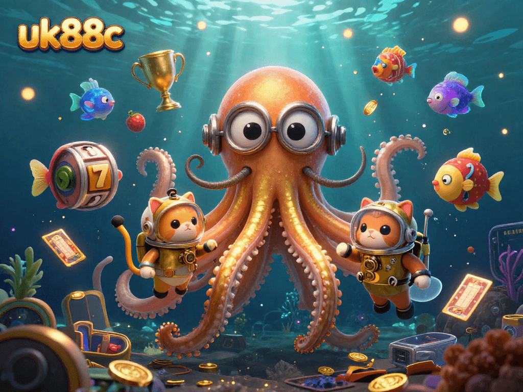 Engage with thrilling slots at uk88c as the kraken emerges with vibrant casino symbols!