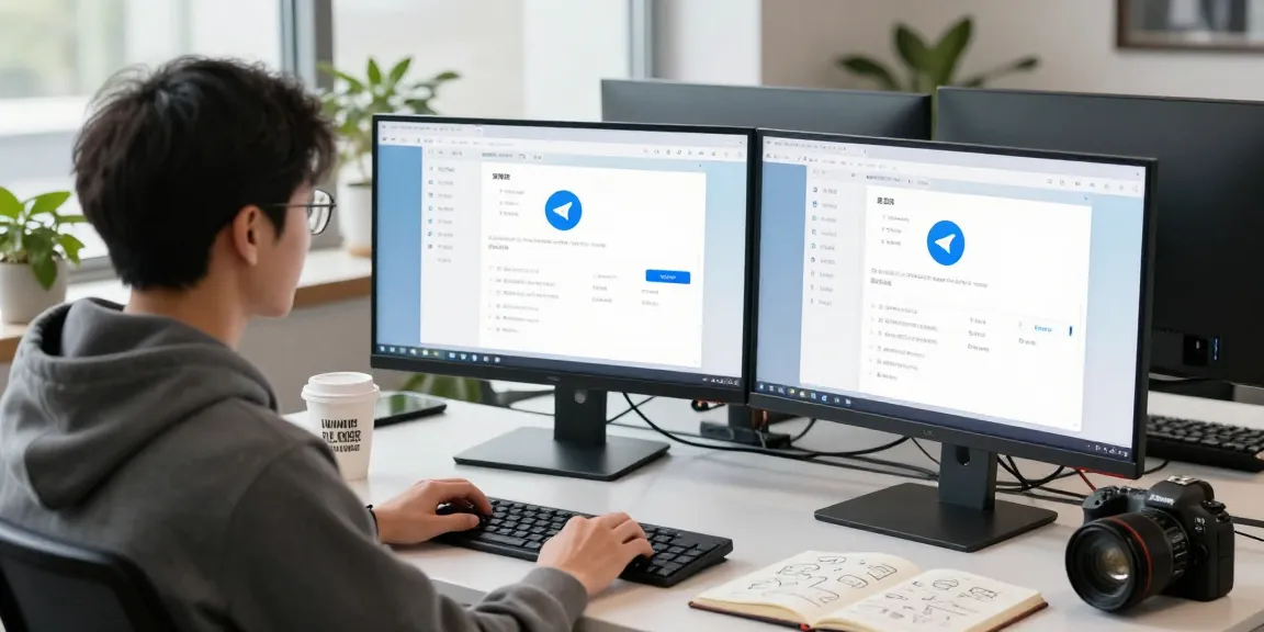 Customize Telegram Chinese language settings in a modern workspace.